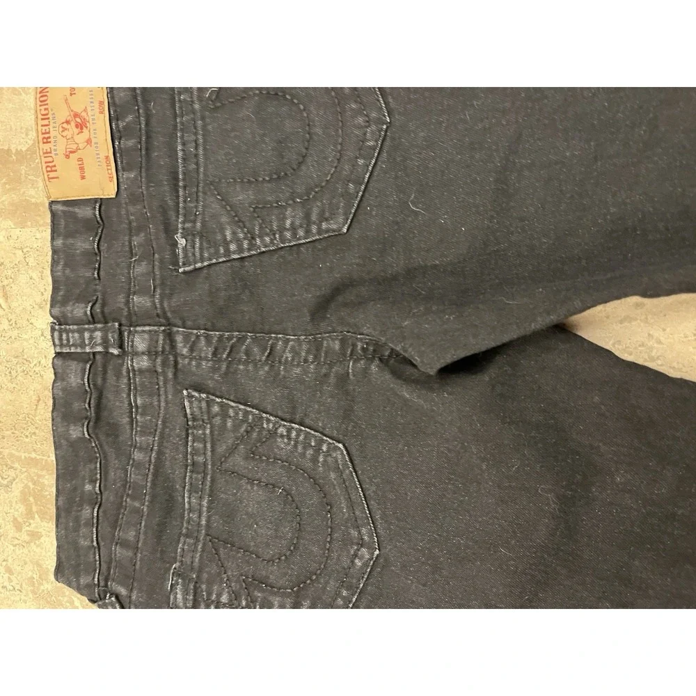 TRUE RELIGION Youth Jeans Black Gene Relaxed Slim Adjustable Waist Sz 10